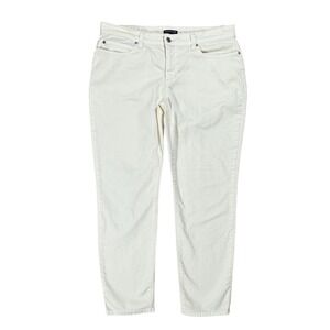 12 Eileen Fisher Made in USA Cream Denim Jeans Organic Cotton Beach Cowgirl